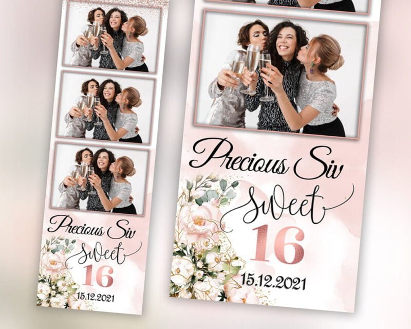 Sweet 16 Quinceañera Photobooth Template 2x6