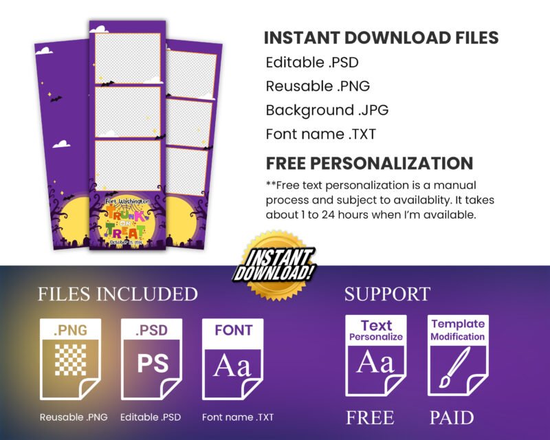 Halloween photo booth template, trick or treat