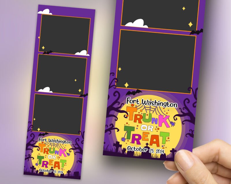 Halloween photo booth template, trick or treat. You will get: 1. Full editable PSD file 2. Transparrent overlay 3. Font details 4. Free customization at first purchase. [Only applicable for texts]
